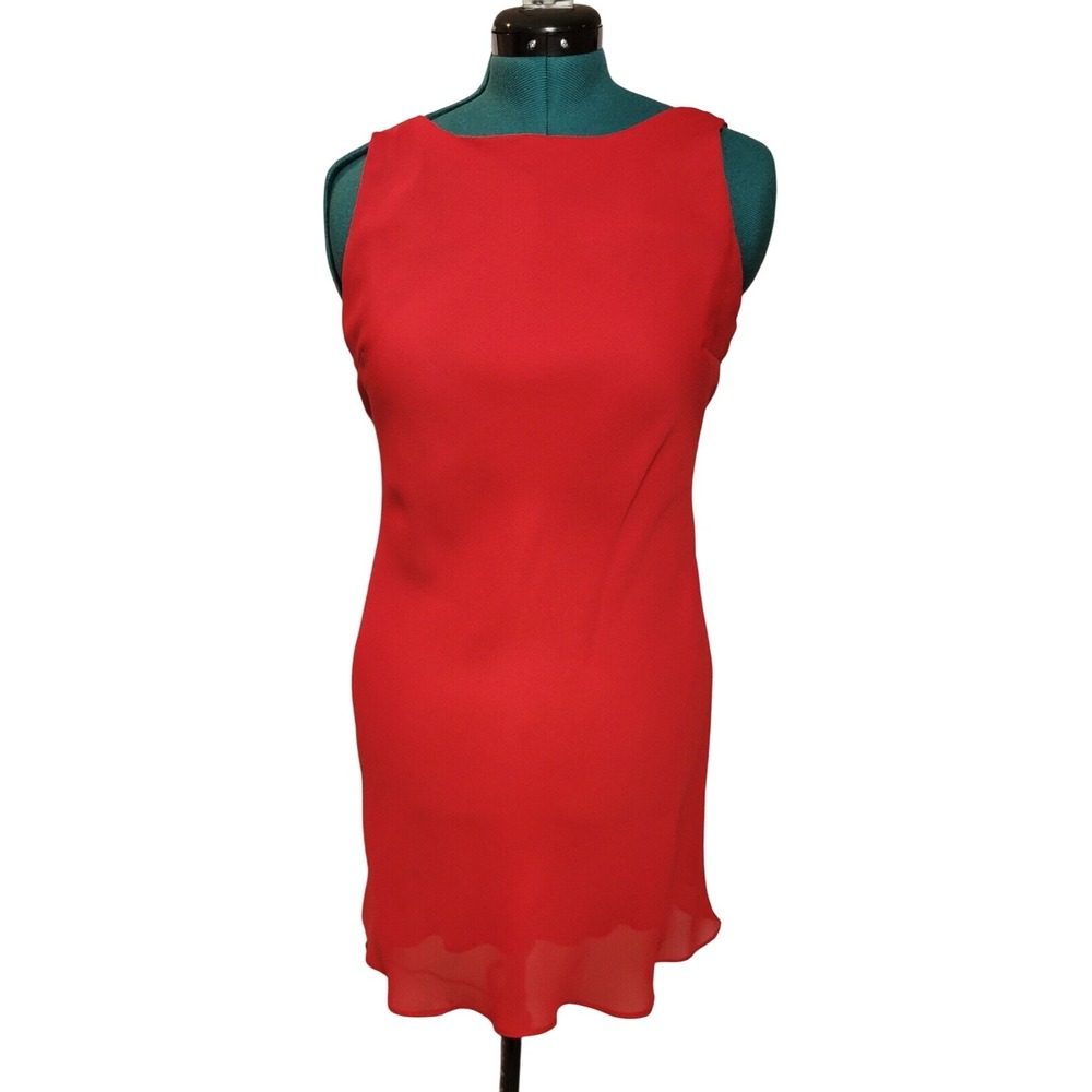 Chalsea Nites Vintage Red Sleeveless Dress 10 Sheath‎ Mini Party Cocktail Cowl